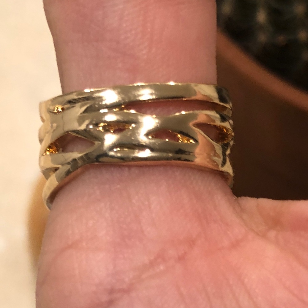 ✔️NEW 925 Plated Gold Wrap Ring 💫Sapphire&Sparkles! - Picture 3 of 6